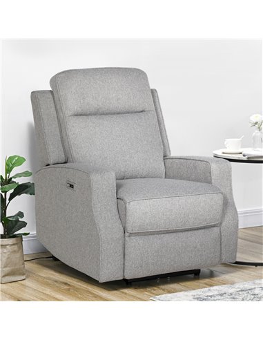 HOMCOM Electric Recliner Armchair, Recliner Chair with Adjustable Leg Rest, USB Port, Grey 833-987V71GY