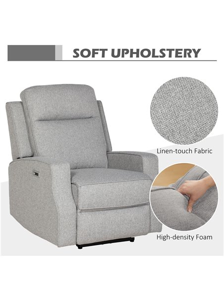 HOMCOM Electric Recliner Armchair, Recliner Chair with Adjustable Leg Rest, USB Port, Grey 833-987V71GY - pic 56631 | FastDaddyshop