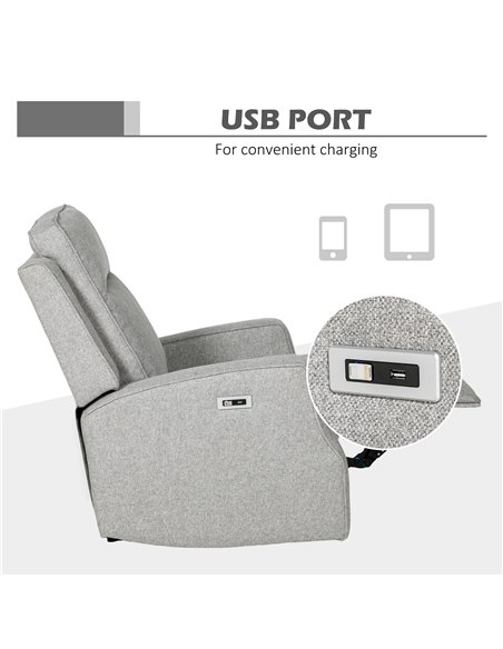 HOMCOM Electric Recliner Armchair, Recliner Chair with Adjustable Leg Rest, USB Port, Grey 833-987V71GY - pic 56633 | FastDaddyshop