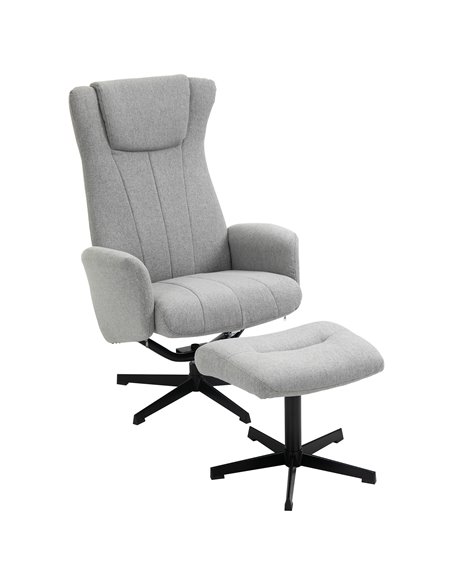 HOMCOM Linen Fabric Recliner and Ottoman Set, Light Grey 839-017V70GY - pic 56645 | FastDaddyshop