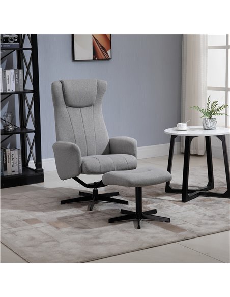 HOMCOM Linen Fabric Recliner and Ottoman Set, Light Grey 839-017V70GY - pic 56646 | FastDaddyshop