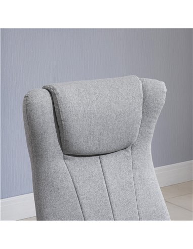 HOMCOM Linen Fabric Recliner and Ottoman Set, Swivel Leisure Lounge Chair with Footstool, 135° Adjustable Backrest and Thick Foa