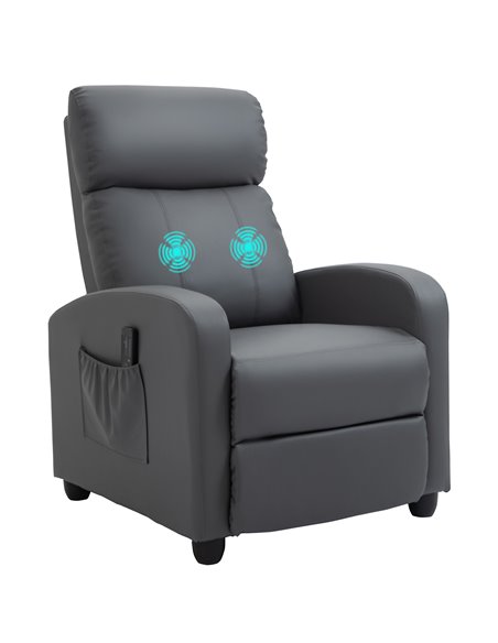 HOMCOM Faux Leather Reclining Massage Chair with Footrest, Grey 700-143V70GY - pic 56654 | FastDaddyshop