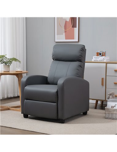 HOMCOM Faux Leather Reclining Massage Chair with Footrest, Grey 700-143V70GY