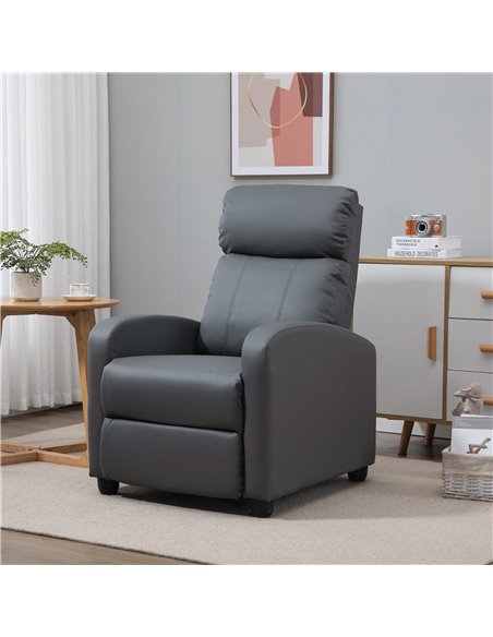 HOMCOM Faux Leather Reclining Massage Chair with Footrest, Grey 700-143V70GY - pic 56655 | FastDaddyshop