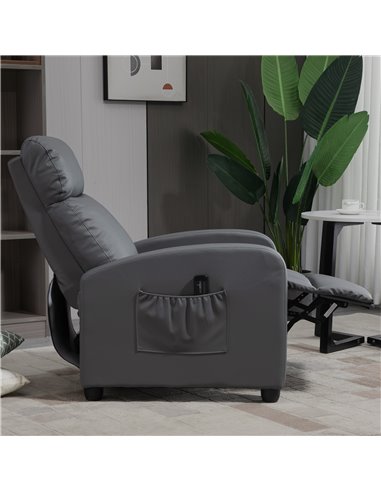 HOMCOM Reclining Massage Chair, Faux Leather with Footrest, Remote Control, for Lounge, Bedroom, Cinema, Grey 700-143V70GY