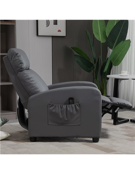 HOMCOM Reclining Massage Chair, Faux Leather with Footrest, Remote Control, for Lounge, Bedroom, Cinema, Grey 700-143V70GY - pic 56660 | FastDaddyshop