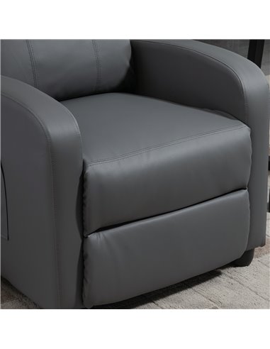 HOMCOM Reclining Massage Chair, Faux Leather with Footrest, Remote Control, for Lounge, Bedroom, Cinema, Grey 700-143V70GY