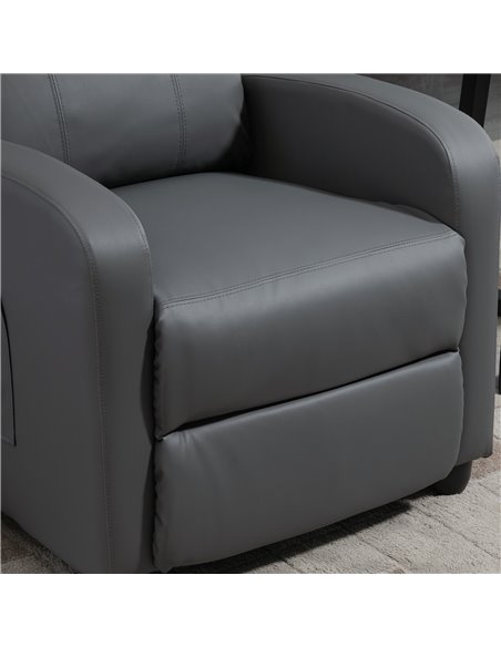 HOMCOM Reclining Massage Chair, Faux Leather with Footrest, Remote Control, for Lounge, Bedroom, Cinema, Grey 700-143V70GY - pic 56661 | FastDaddyshop