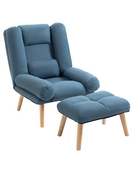HOMCOM 3-Position Adjustable Recliner with Ottoman, Blue 839-307V70BU - pic 56663 | FastDaddyshop