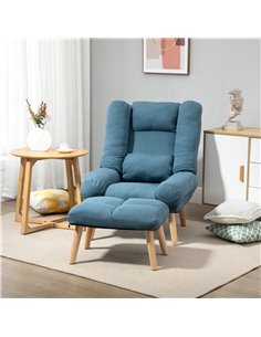 HOMCOM 3-Position Adjustable Recliner with Ottoman, Blue 839-307V70BU 2