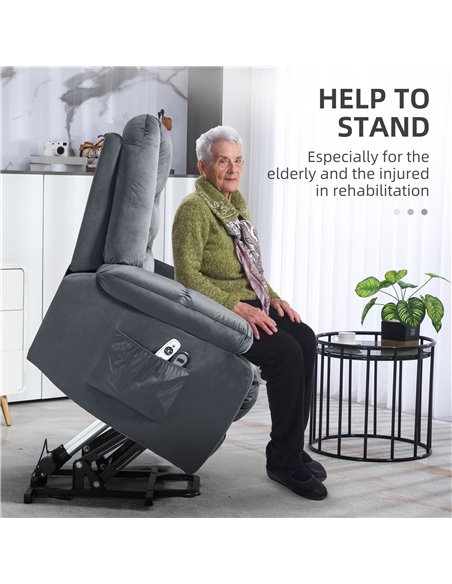 HOMCOM Lift Chair, Quick Assembly, Electric Riser and Recliner Chair with Vibration Massage, Heat, Side Pockets, Grey 713-160V70 - pic 56684 | FastDaddyshop