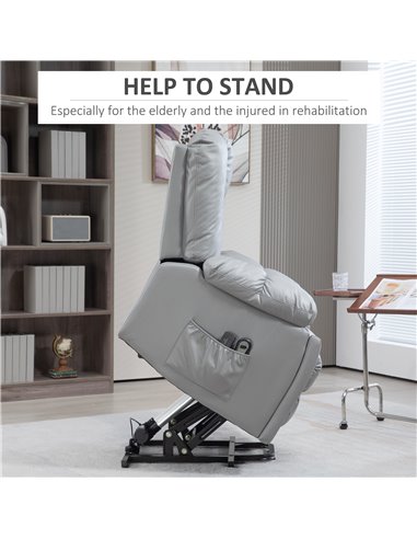 HOMCOM Lift Chair, Quick Assembly, Riser and Recliner Chair with Vibration Massage, Heat, Charcoal Grey 713-159V70CG