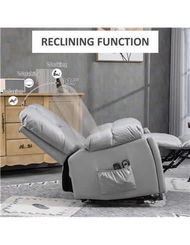 HOMCOM Lift Chair, Quick Assembly, Riser and Recliner Chair with Vibration Massage, Heat, Charcoal Grey 713-159V70CG