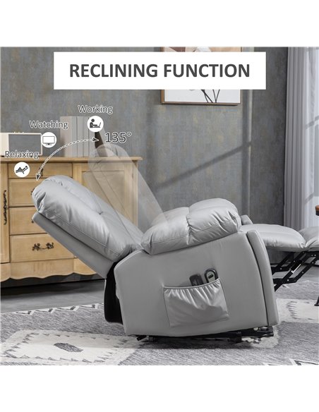 HOMCOM Lift Chair, Quick Assembly, Riser and Recliner Chair with Vibration Massage, Heat, Charcoal Grey 713-159V70CG - pic 56694 | FastDaddyshop