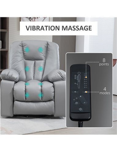 HOMCOM Lift Chair, Quick Assembly, Riser and Recliner Chair with Vibration Massage, Heat, Charcoal Grey 713-159V70CG