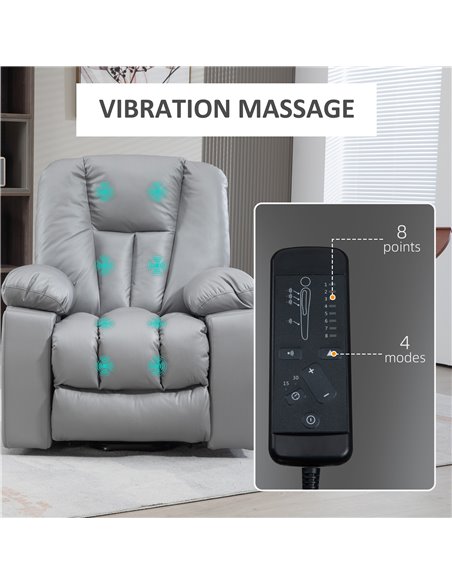 HOMCOM Lift Chair, Quick Assembly, Riser and Recliner Chair with Vibration Massage, Heat, Charcoal Grey 713-159V70CG - pic 56695 | FastDaddyshop