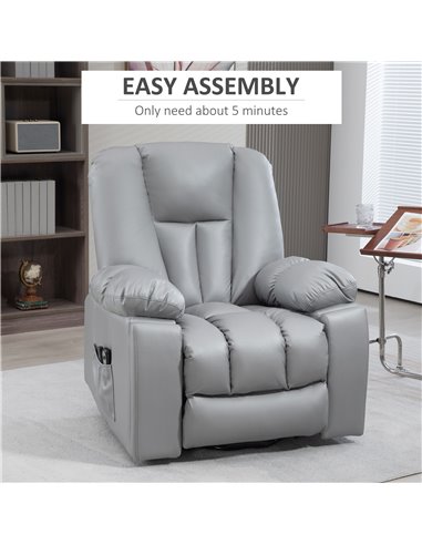 HOMCOM Lift Chair, Quick Assembly, Riser and Recliner Chair with Vibration Massage, Heat, Charcoal Grey 713-159V70CG