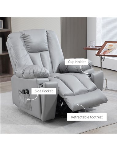 HOMCOM Lift Chair, Quick Assembly, Riser and Recliner Chair with Vibration Massage, Heat, Charcoal Grey 713-159V70CG