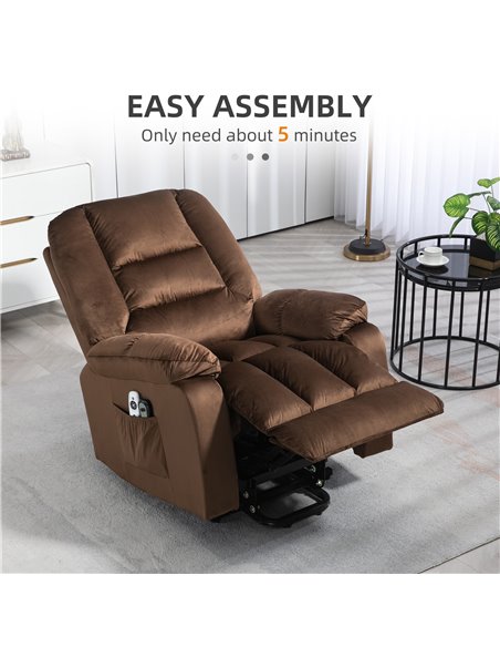 HOMCOM Lift Chair, Quick Assembly, Electric Riser and Recliner Chair with Vibration Massage, Heat, Side Pockets, Brown 713-160V7 - pic 56724 | FastDaddyshop