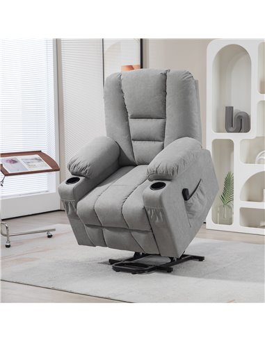 HOMCOM Oversized Riser and Recliner Chairs for the Elderly, Fabric Upholstered Lift Chair for Living Room with Remote Control, S