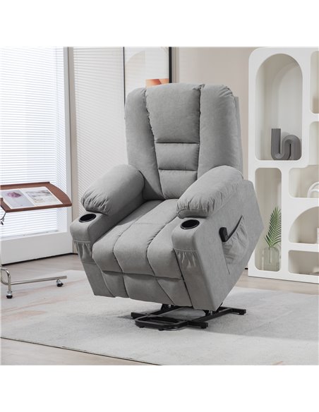 HOMCOM Oversized Riser and Recliner Chairs for the Elderly, Fabric Upholstered Lift Chair for Living Room with Remote Control, S - pic 56727 | FastDaddyshop