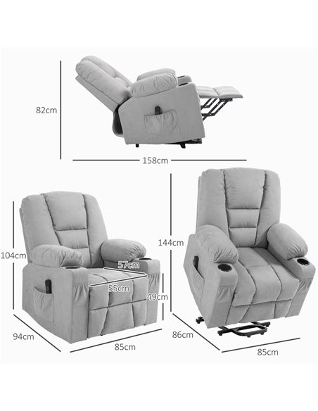 HOMCOM Oversized Riser and Recliner Chairs for the Elderly, Fabric Upholstered Lift Chair for Living Room with Remote Control, S - pic 56728 | FastDaddyshop