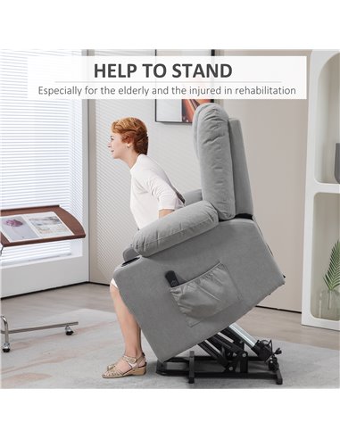 HOMCOM Oversized Riser and Recliner Chairs for the Elderly, Fabric Upholstered Lift Chair for Living Room with Remote Control, S