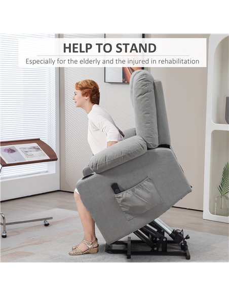 HOMCOM Oversized Riser and Recliner Chairs for the Elderly, Fabric Upholstered Lift Chair for Living Room with Remote Control, S - pic 56729 | FastDaddyshop
