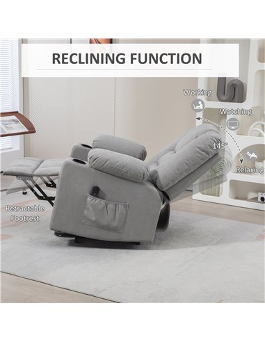HOMCOM Oversized Riser and Recliner Chairs for the Elderly, Fabric Upholstered Lift Chair for Living Room with Remote Control, S
