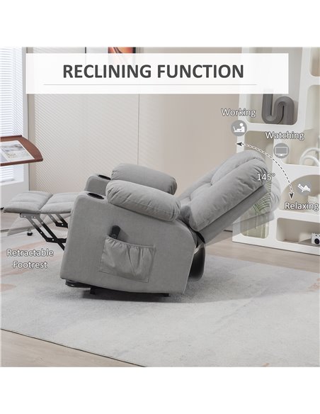 HOMCOM Oversized Riser and Recliner Chairs for the Elderly, Fabric Upholstered Lift Chair for Living Room with Remote Control, S - pic 56730 | FastDaddyshop