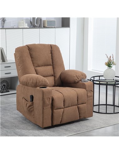 HOMCOM Oversized Riser and Recliner Chairs for the Elderly, Fabric Upholstered Lift Chair for Living Room with Remote Control, S