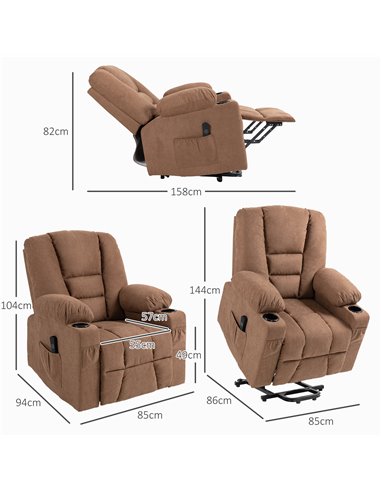 HOMCOM Oversized Riser and Recliner Chairs for the Elderly, Fabric Upholstered Lift Chair for Living Room with Remote Control, S