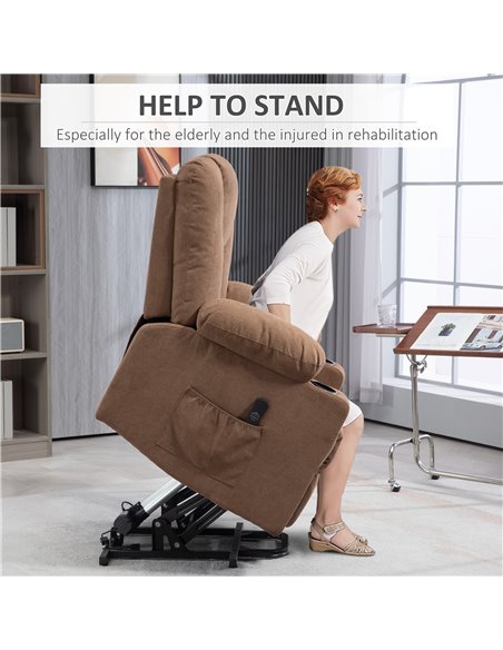 HOMCOM Oversized Riser and Recliner Chairs for the Elderly, Fabric Upholstered Lift Chair for Living Room with Remote Control, S - pic 56738 | FastDaddyshop