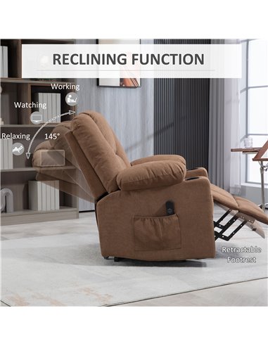 HOMCOM Oversized Riser and Recliner Chairs for the Elderly, Fabric Upholstered Lift Chair for Living Room with Remote Control, S