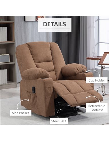 HOMCOM Oversized Riser and Recliner Chairs for the Elderly, Fabric Upholstered Lift Chair for Living Room with Remote Control, S