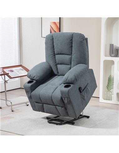 HOMCOM Oversized Riser and Recliner Chairs for the Elderly, Fabric Upholstered Lift Chair for Living Room with Remote Control, S