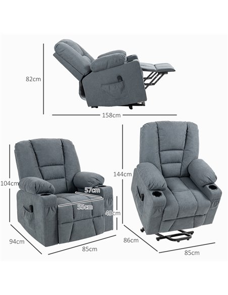 HOMCOM Oversized Riser and Recliner Chairs for the Elderly, Fabric Upholstered Lift Chair for Living Room with Remote Control, S - pic 56746 | FastDaddyshop