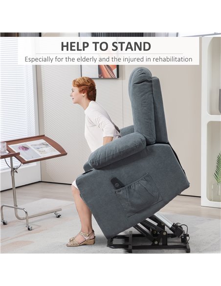 HOMCOM Oversized Riser and Recliner Chairs for the Elderly, Fabric Upholstered Lift Chair for Living Room with Remote Control, S - pic 56747 | FastDaddyshop