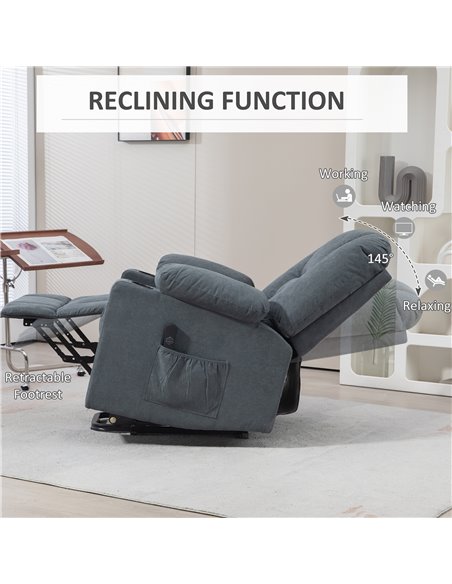 HOMCOM Oversized Riser and Recliner Chairs for the Elderly, Fabric Upholstered Lift Chair for Living Room with Remote Control, S - pic 56748 | FastDaddyshop