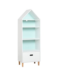 HOMCOM Children's 5-Tier Bookshelf with Drawer, White-Blue 311-011
