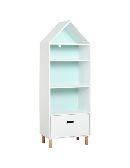 HOMCOM Children's 5-Tier Bookshelf with Drawer, White-Blue 311-011 - pic 56753 | FastDaddyshop