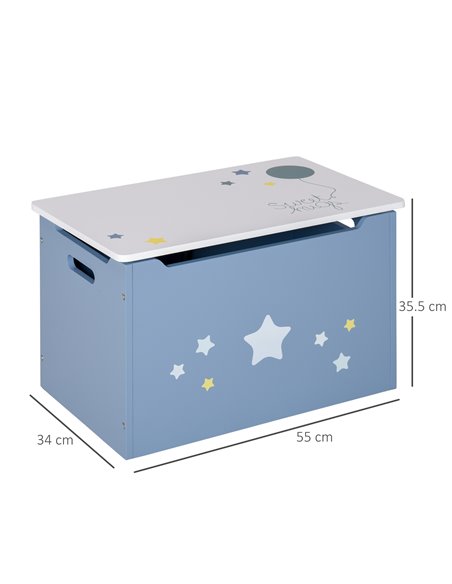 HOMCOM Children's Toy Storage Box, Wooden Chest with Safety Hinge and Air Vents, Side Handles, Blue 311-019 - pic 56773 | FastDaddyshop