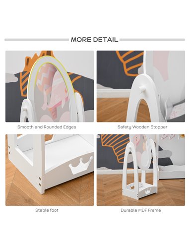 HOMCOM Free Standing Full Length Mirror, Child's Dressing Mirror with storage shelf 360° Rotation MDF, For 3- 8 Years Old, 40L x
