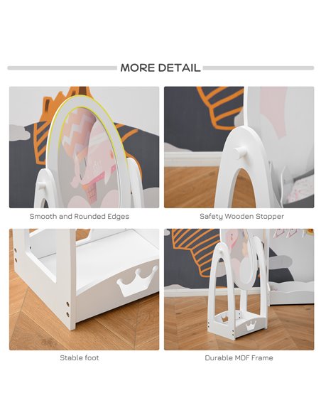 HOMCOM Free Standing Full Length Mirror, Child's Dressing Mirror with storage shelf 360° Rotation MDF, For 3- 8 Years Old, 40L x - pic 56785 | FastDaddyshop