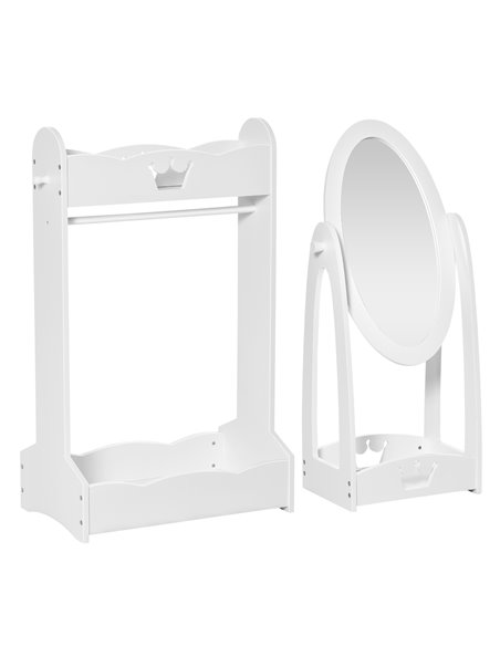 HOMCOM Children's Dressing Area Set with 360° Rotatable Mirror, White 311-P002 - pic 56789 | FastDaddyshop