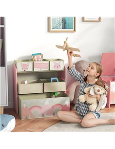 ZONEKIZ Children's Toy Storage Unit with 6 Fabric Bins, Pink 311-059V80PK 2