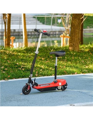 HOMCOM Steel Electric Scooter, Folding E-Scooter with Warning Bell, 15km/h Maximum Speed, for 4-14 Years Old, Red AA1-108V70RD