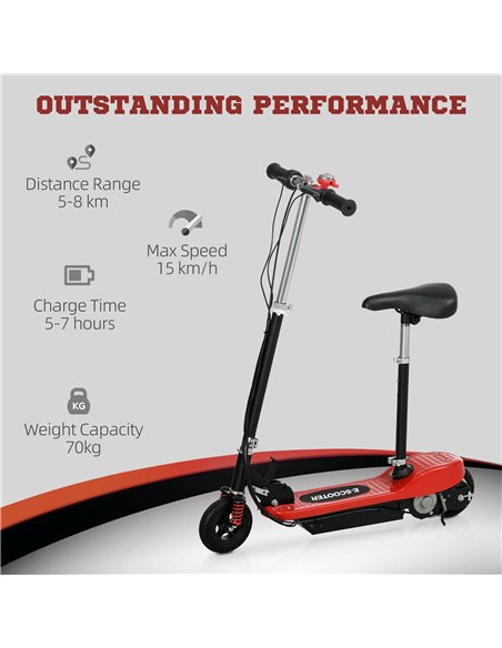 HOMCOM Steel Electric Scooter, Folding E-Scooter with Warning Bell, 15km/h Maximum Speed, for 4-14 Years Old, Red AA1-108V70RD - pic 56809 | FastDaddyshop