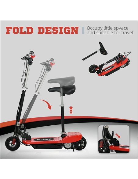 HOMCOM Steel Electric Scooter, Folding E-Scooter with Warning Bell, 15km/h Maximum Speed, for 4-14 Years Old, Red AA1-108V70RD - pic 56810 | FastDaddyshop
